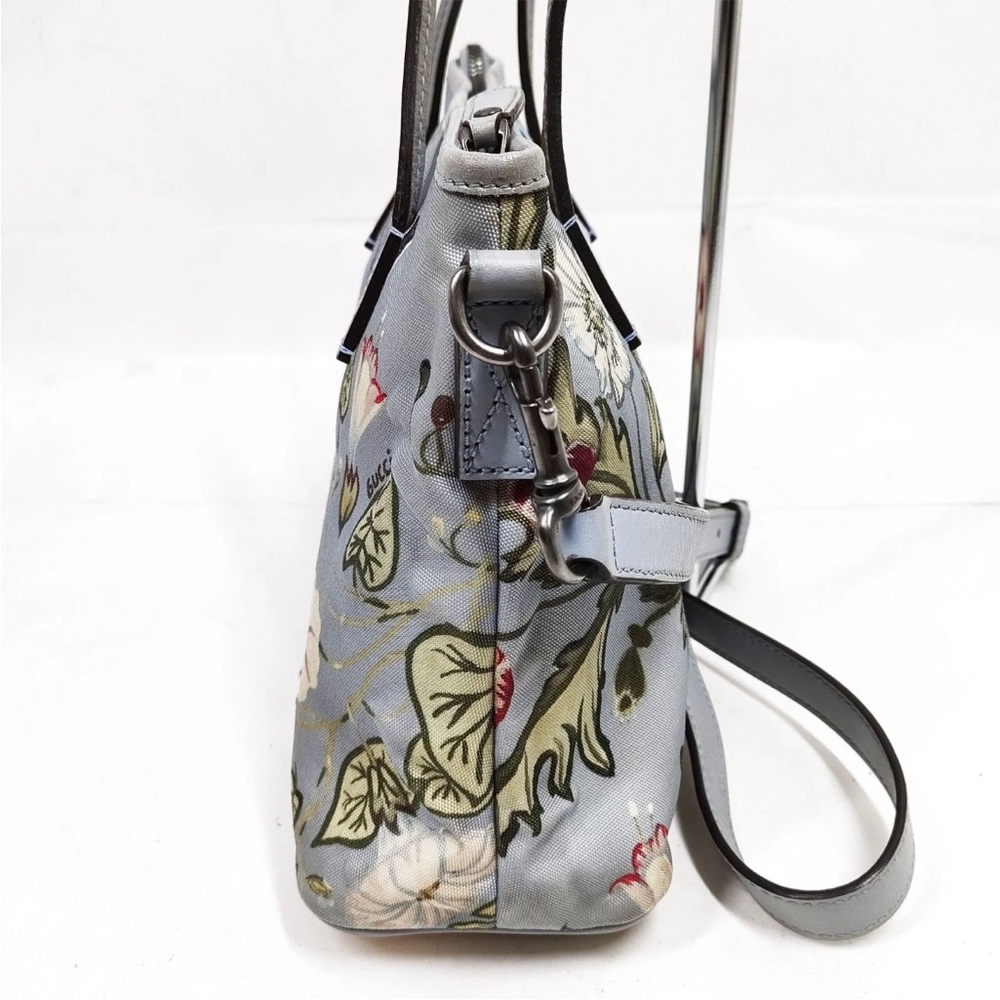 Gucci Light Blue Floral Handbag with Detachable leather crossbody strap - Picture 2 of 8